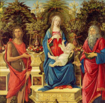 Мадонна с Младенцем на троне, с Иоанном Крестителем и Евангелистом Иоанном, или Алтарь Барди. Боттичелли