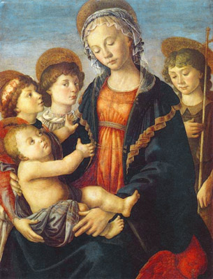 Мадонна с Младенцем, c Иоанном Крестителем и двумя ангелами. Ботичелли / sandrobotticelli.ru